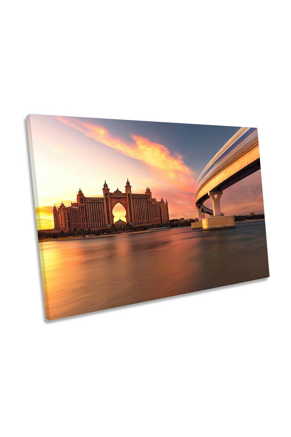 Atlantis Sunset Dubai Bridge Palace Canvas Wall Art Picture Print