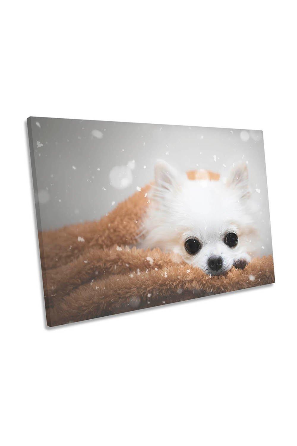 One Day in Winter Chihuahua Dog Cute Canvas Wall Art Picture Print