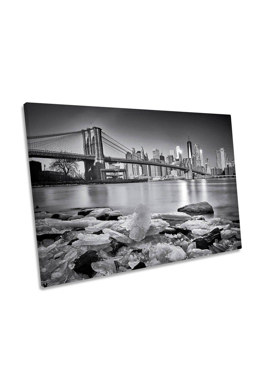 New York City Black and White Brooklyn Bridge Canvas Wall Art Picture Print