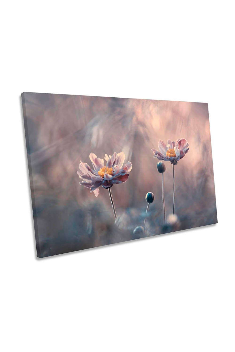 With Love Pink Floral Flowers Canvas Wall Art Picture Print