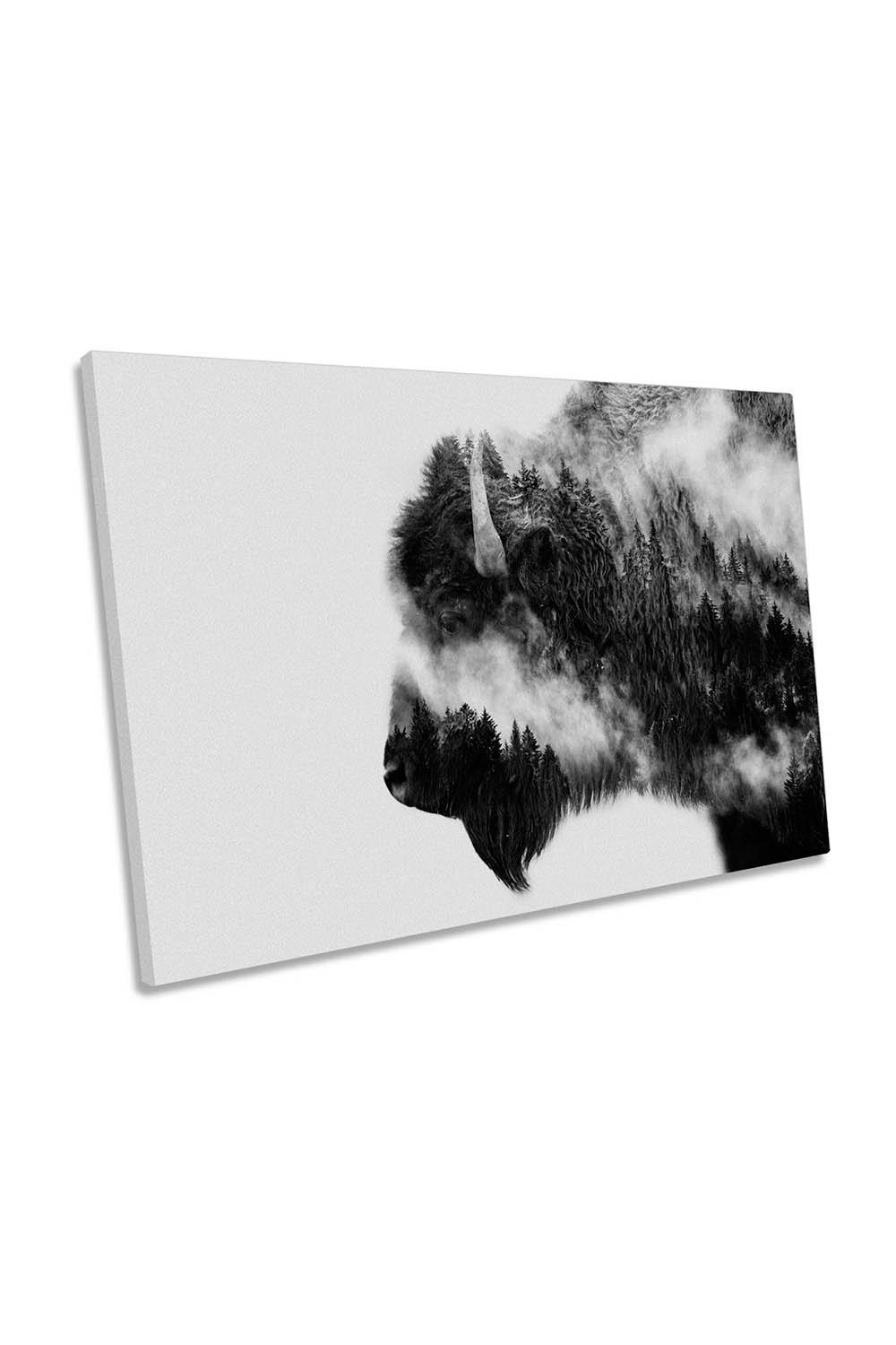 Bison Modern Double Exposure Canvas Wall Art Picture Print