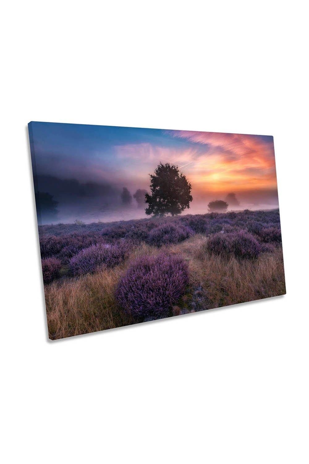 Purple Lavender Tree Sunset Haze Canvas Wall Art Picture Print