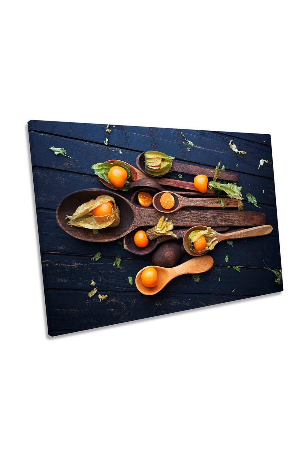 Wooden Spoons Fruit Kitchen Canvas Wall Art Picture Print
