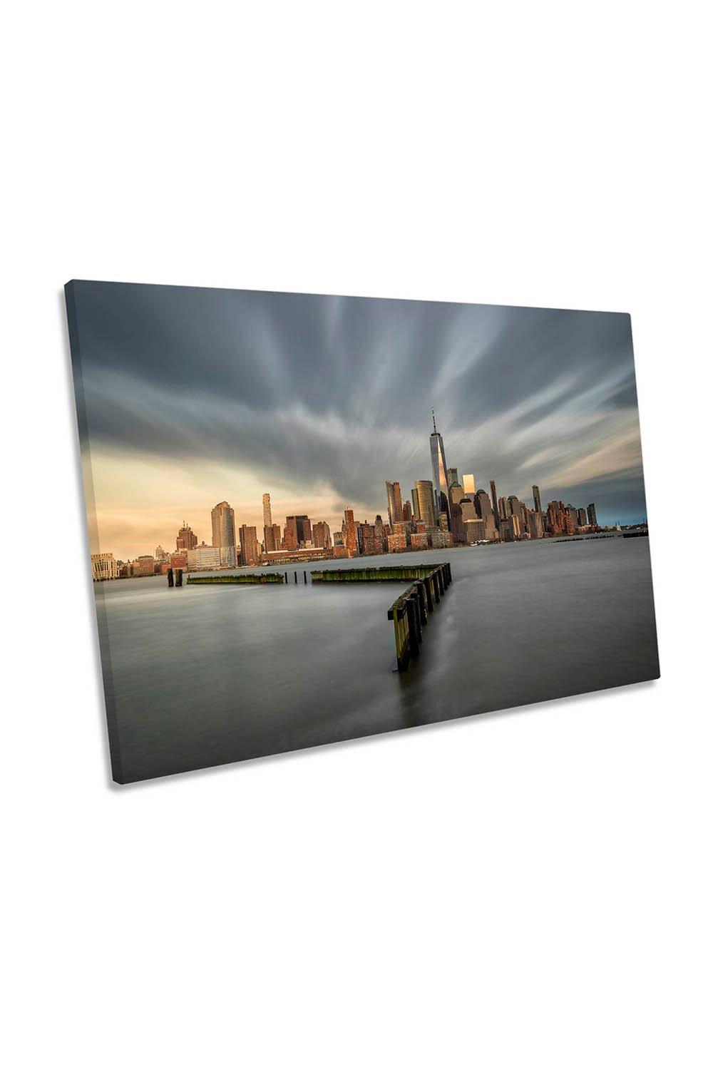 New York City Skyscrapers River Hudson Canvas Wall Art Picture Print