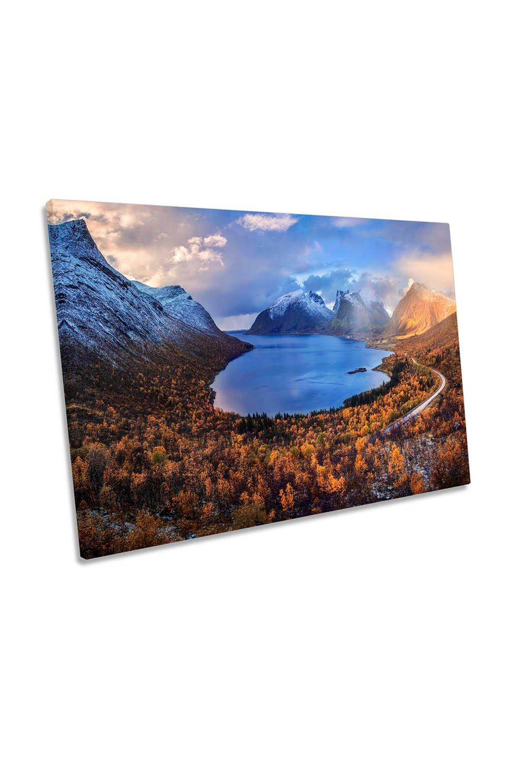 Autumn in Senja Norway Mountains Landscape Canvas Wall Art Picture Print