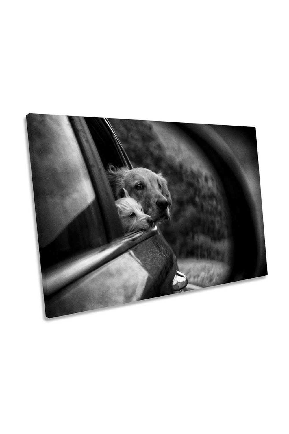 Roadtrip Dogs Car Window Canvas Wall Art Picture Print