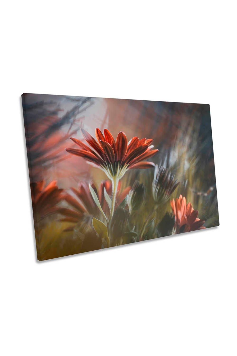 Painting Springtime Red Flower Floral Canvas Wall Art Picture Print