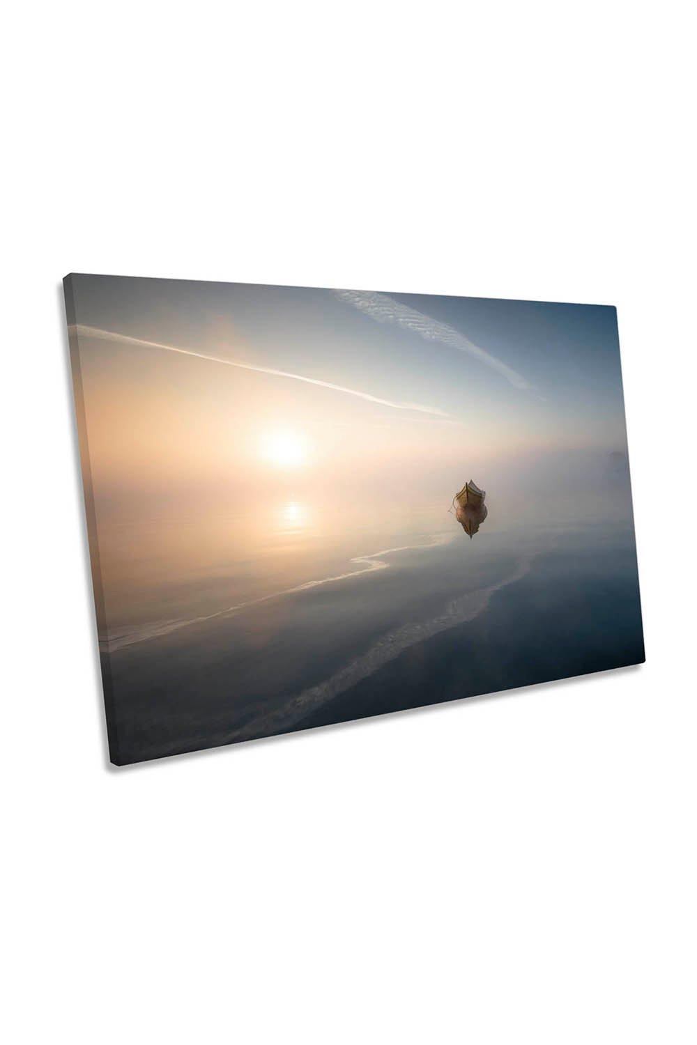 Silence Boat Morning Dawn Peaceful Canvas Wall Art Picture Print