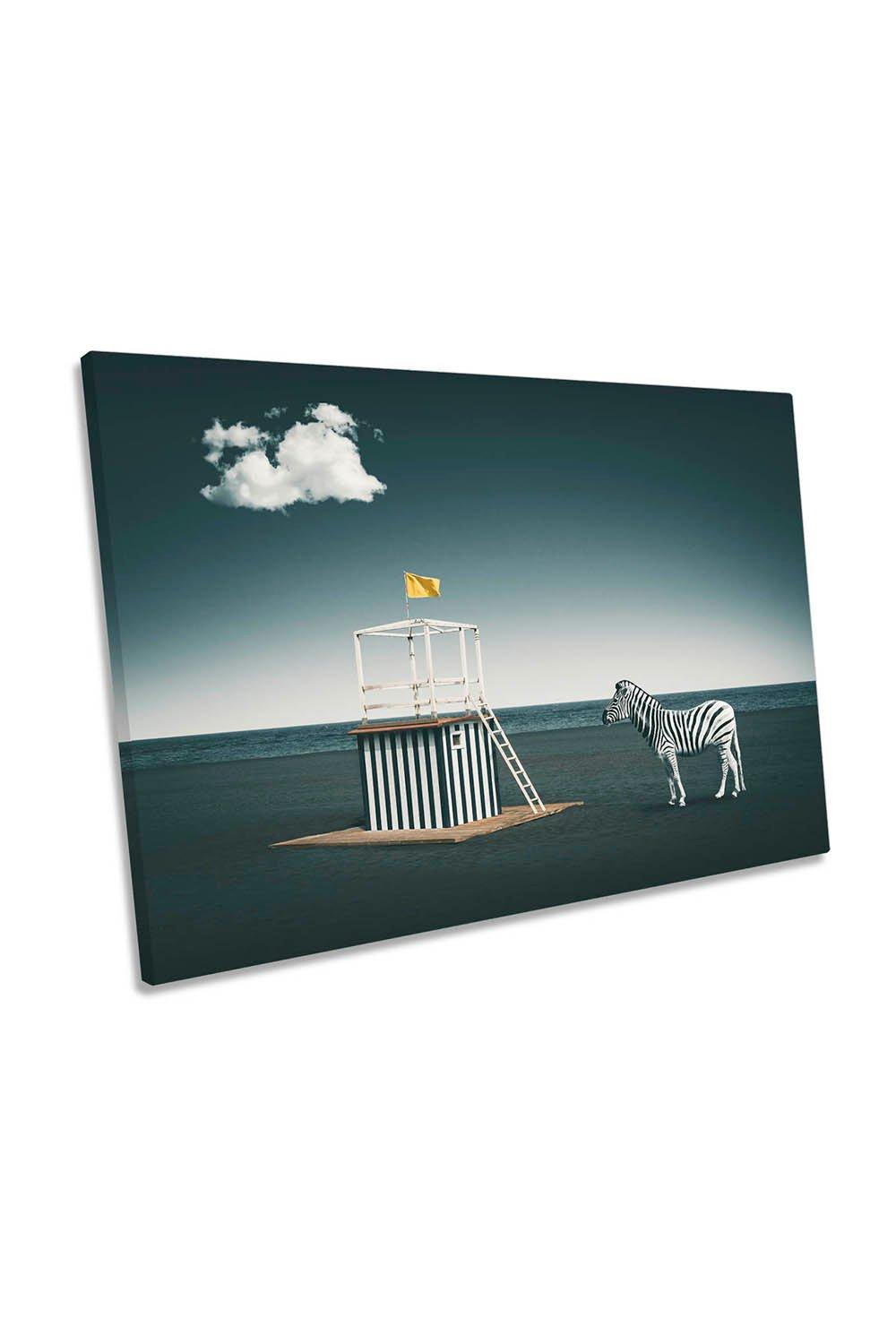 Zebra Style Beach Lifeguard Modern Canvas Wall Art Picture Print