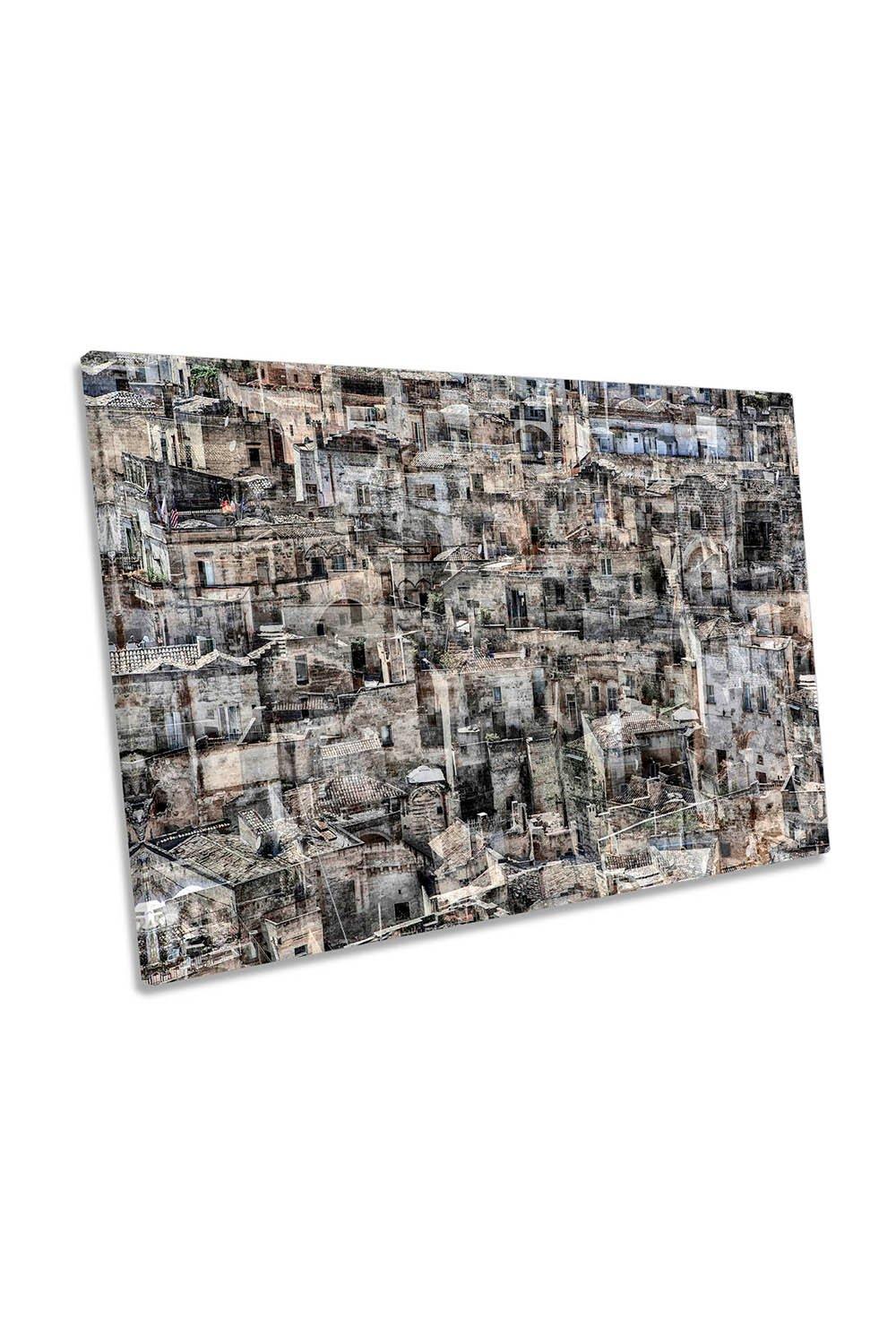 Matera Rural Village Italy Abstract Canvas Wall Art Picture Print