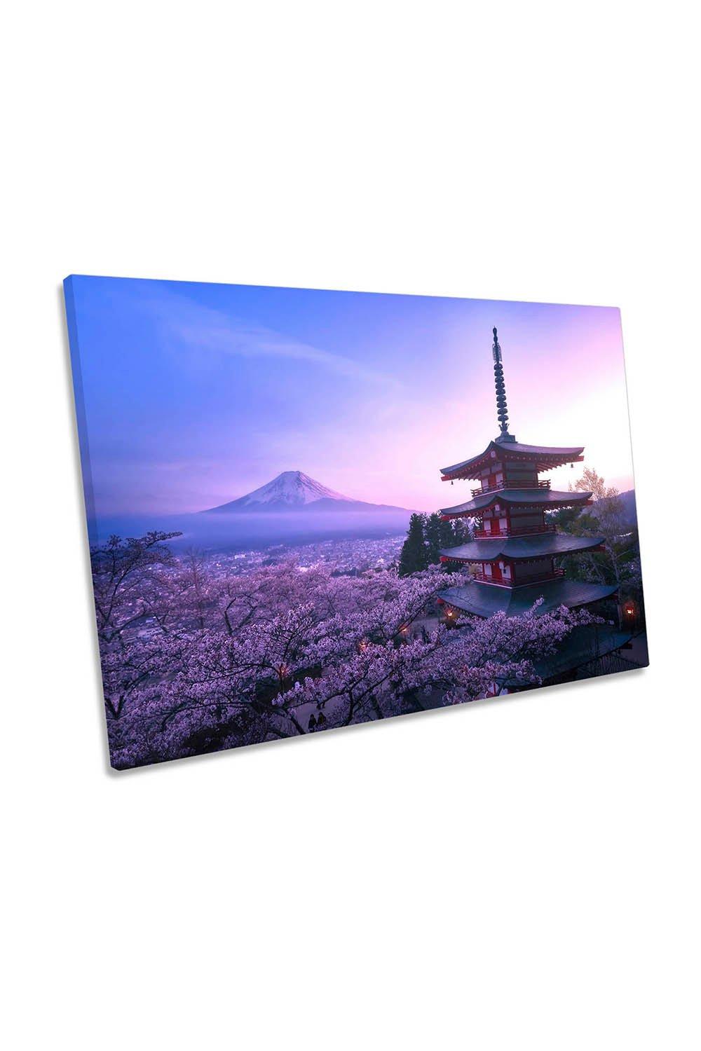 Mount Fuji Japan Blossom Sunset Canvas Wall Art Picture Print
