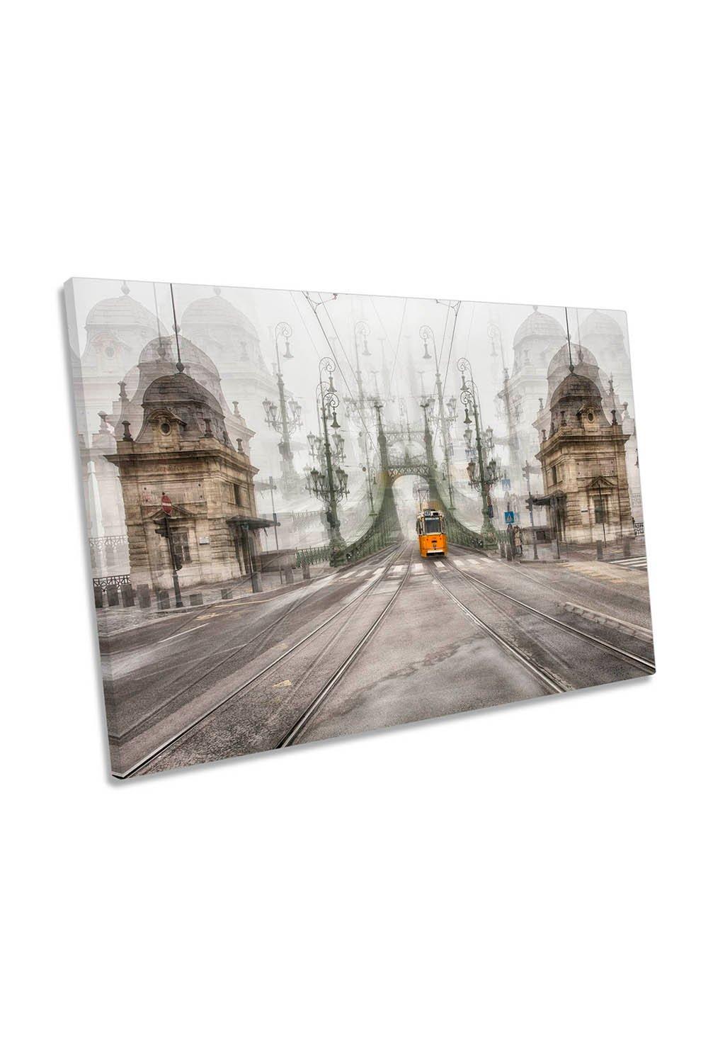 Yellow Tram Budapest City Canvas Wall Art Picture Print