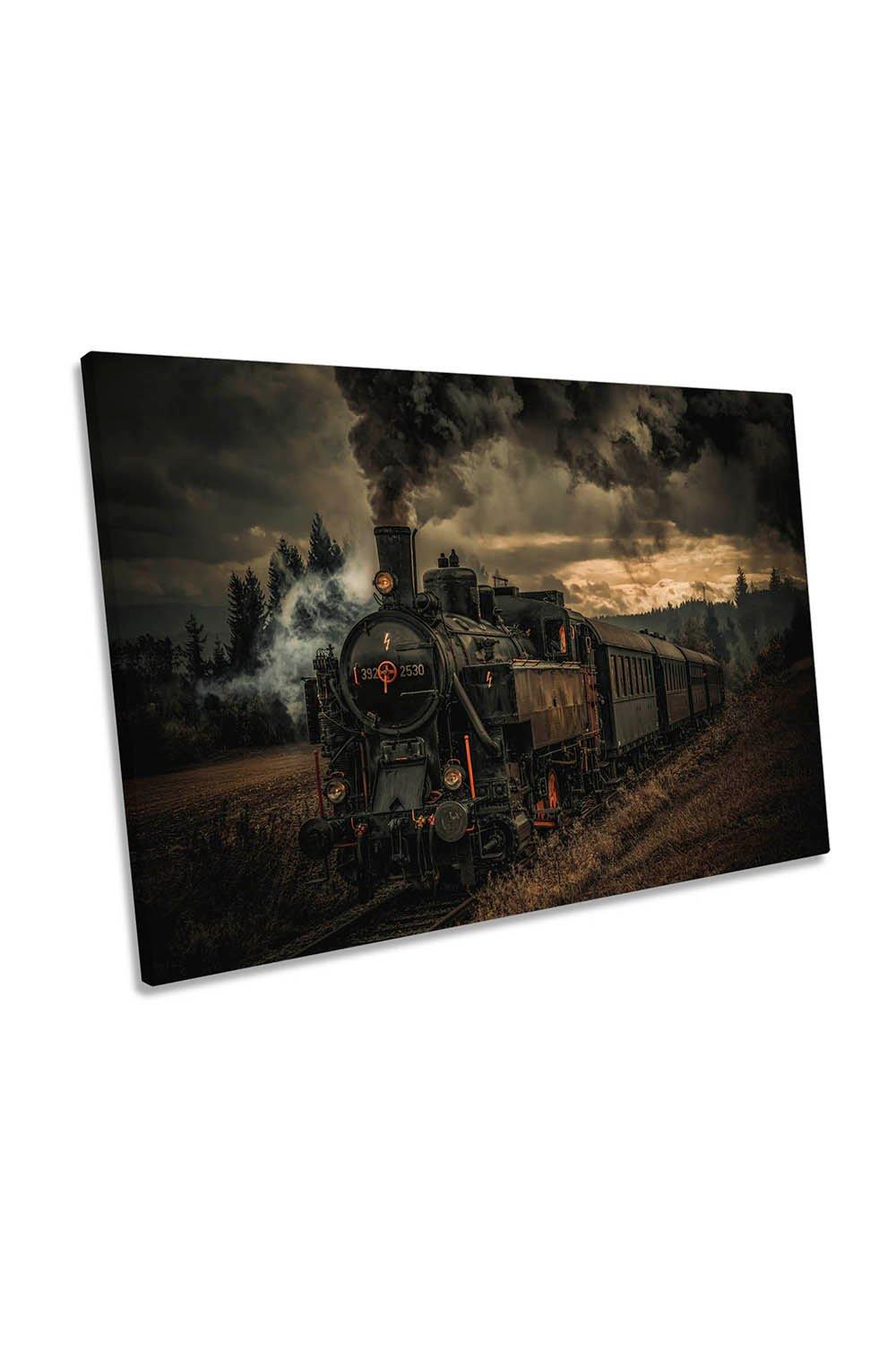 Steam Engine Train Vintage Canvas Wall Art Picture Print