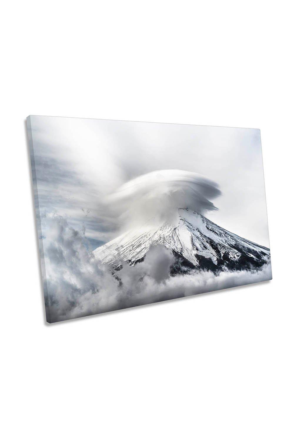 Umbrella Cloud Mountain Fuji Asia Canvas Wall Art Picture Print