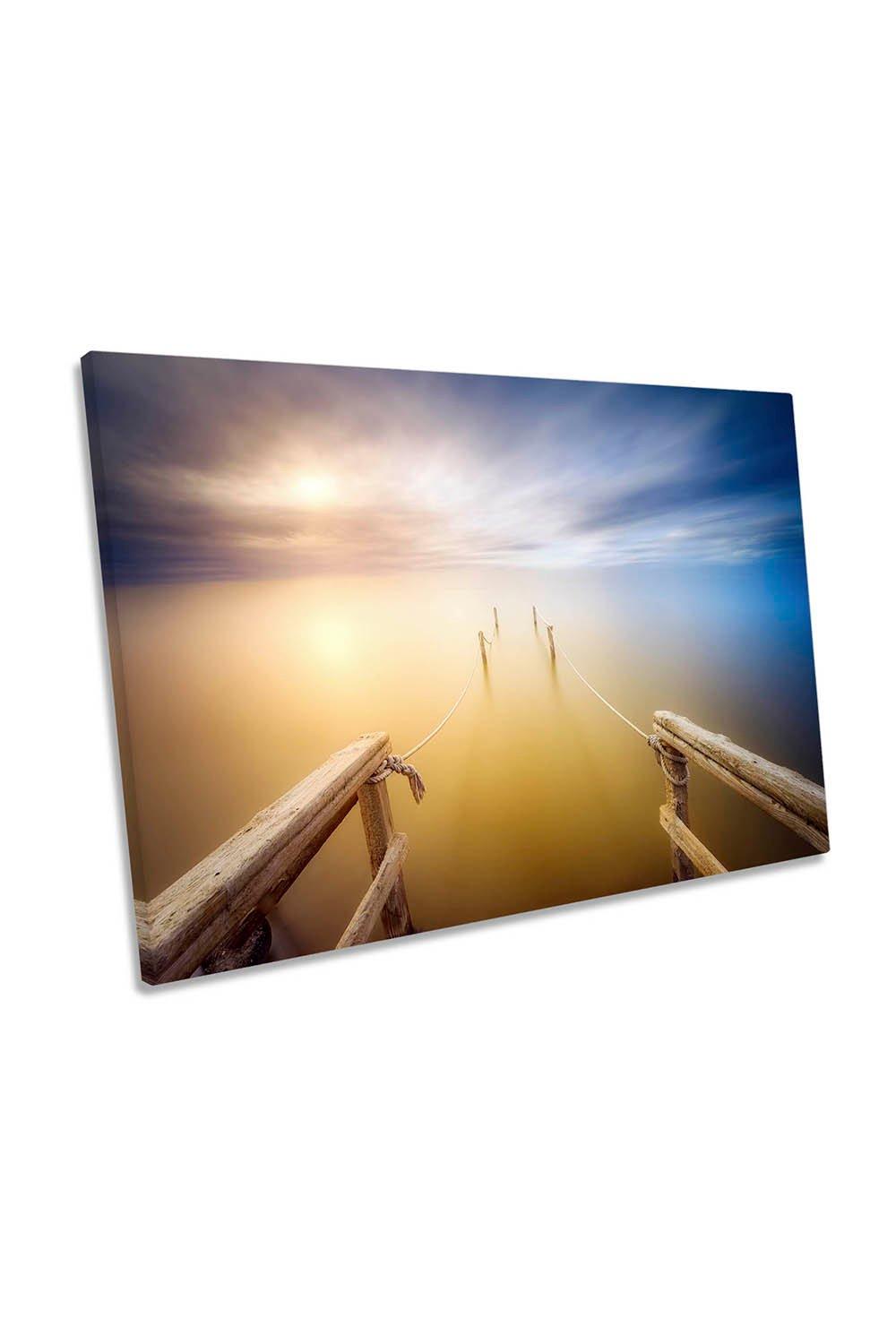 Pathway into Sunset Lake Scenic Canvas Wall Art Picture Print