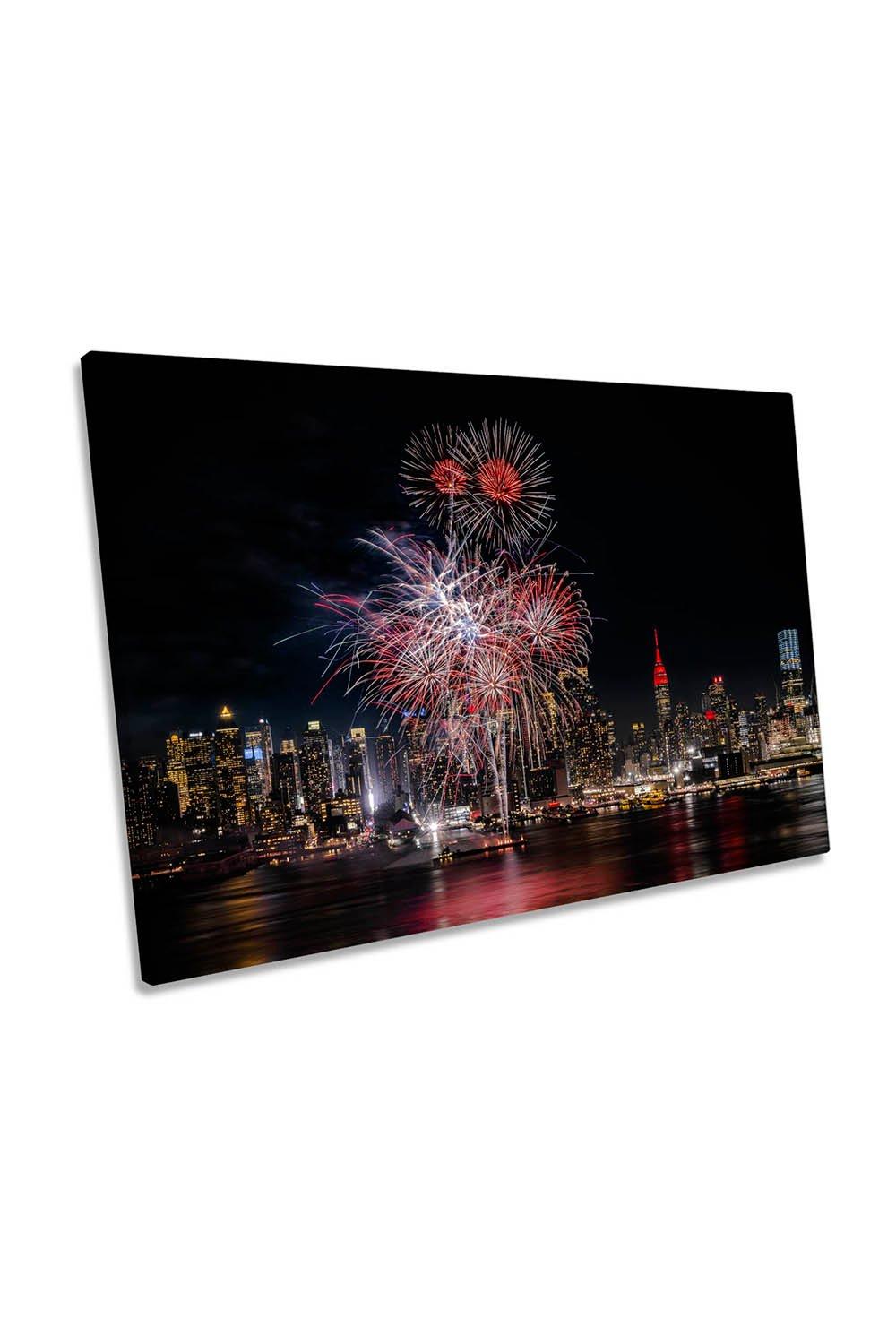Festive New York City Fireworks Canvas Wall Art Picture Print