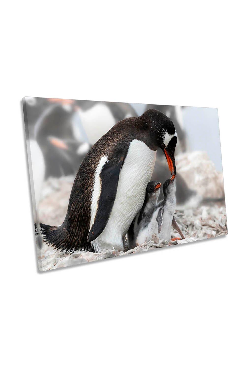 I am Hungry Penguin Family Canvas Wall Art Picture Print