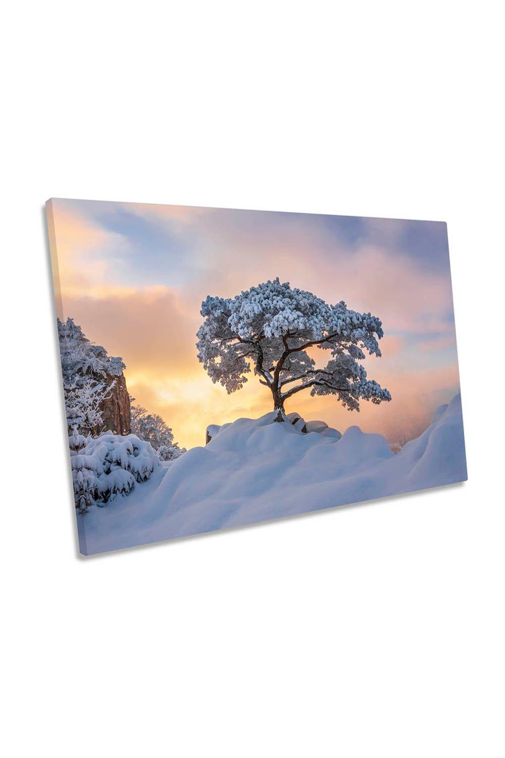 Cold Lonely Tree Snow Winder Landscape Canvas Wall Art Picture Print