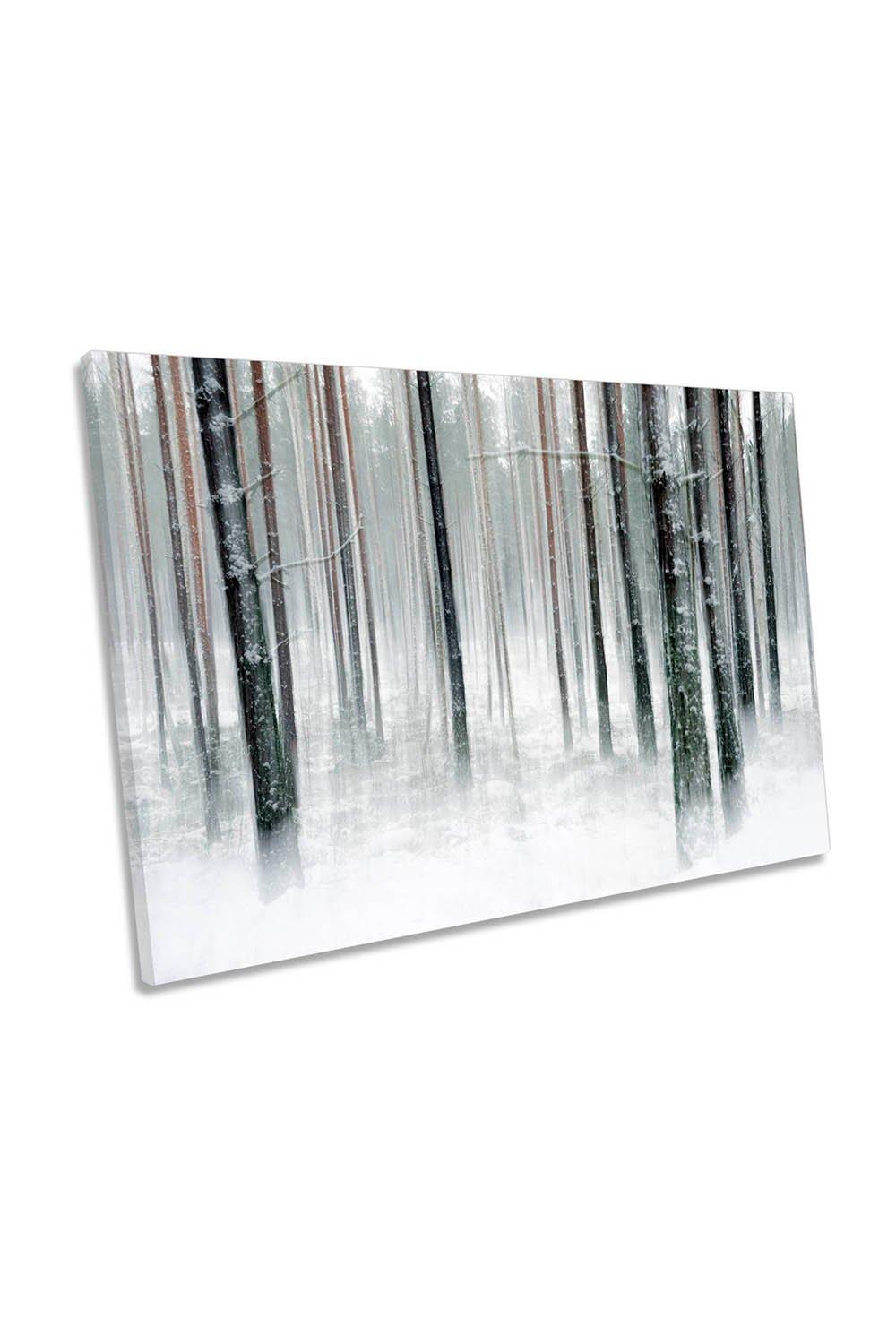 Winter Forest Snowy Landscape White Canvas Wall Art Picture Print