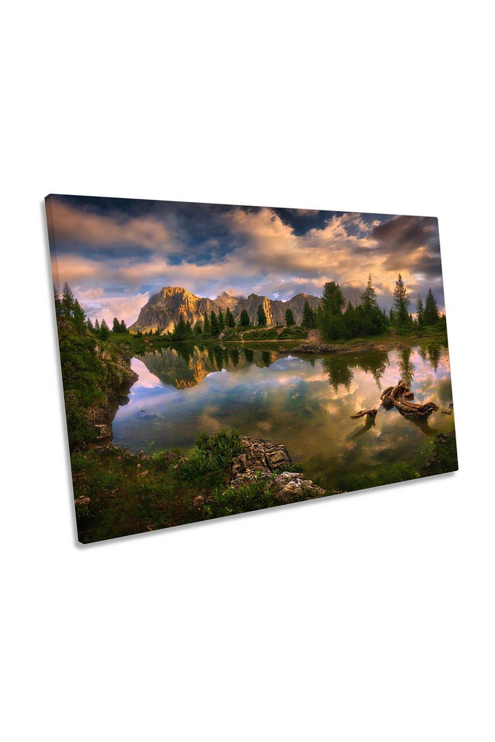 Limides Lake Landscape Mountain Sunset Canvas Wall Art Picture Print