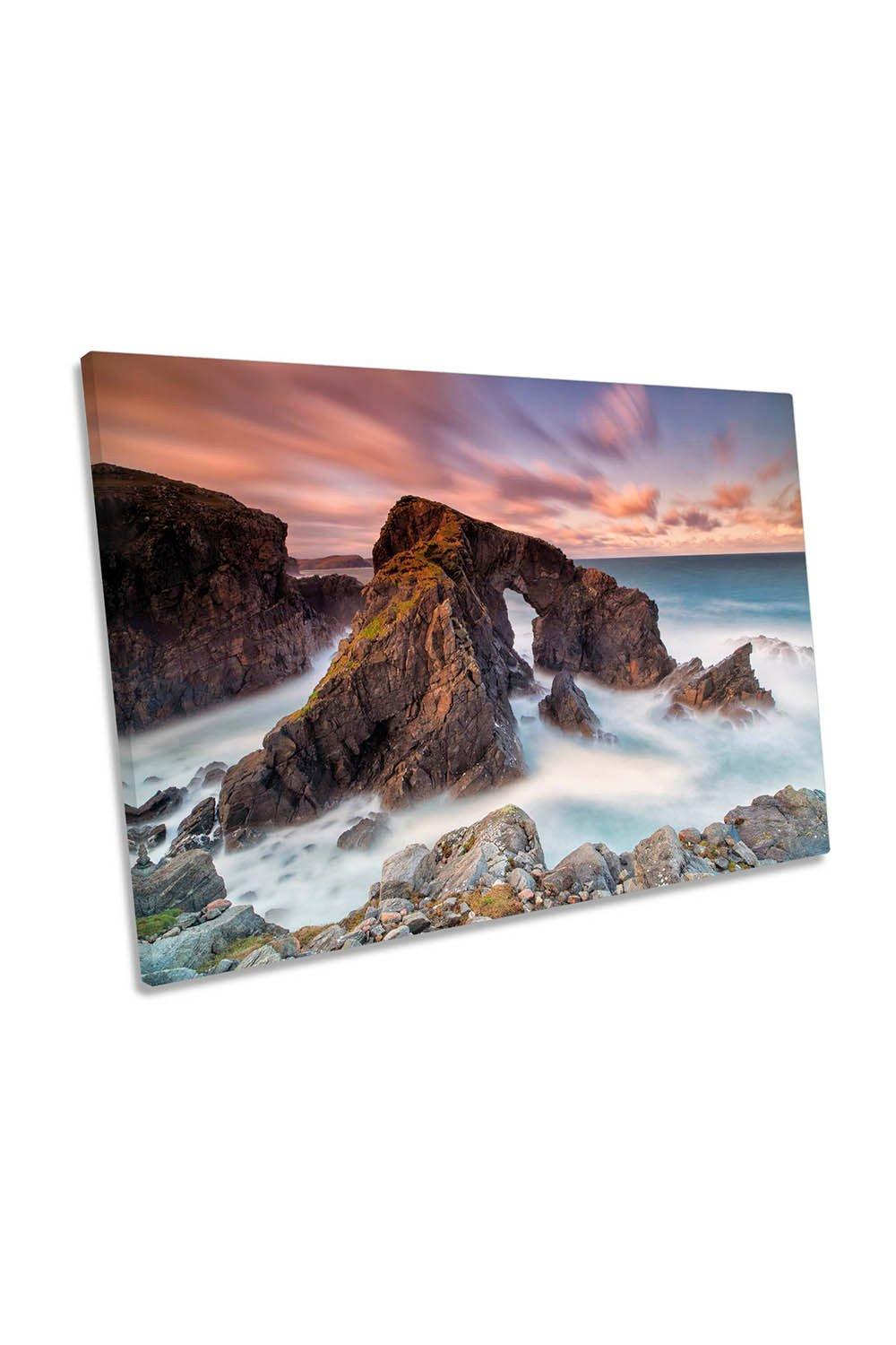 Standing in the Wind Hebridges Arch Scotland Canvas Wall Art Picture Print