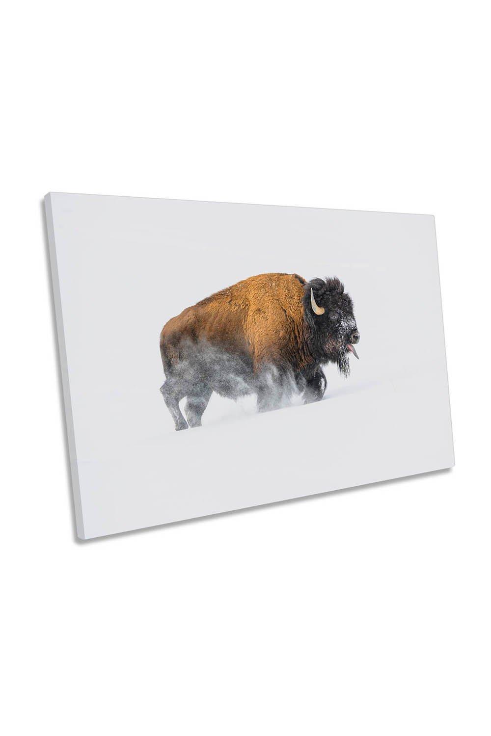 Bison in the Snow Buffalo Winter Canvas Wall Art Picture Print
