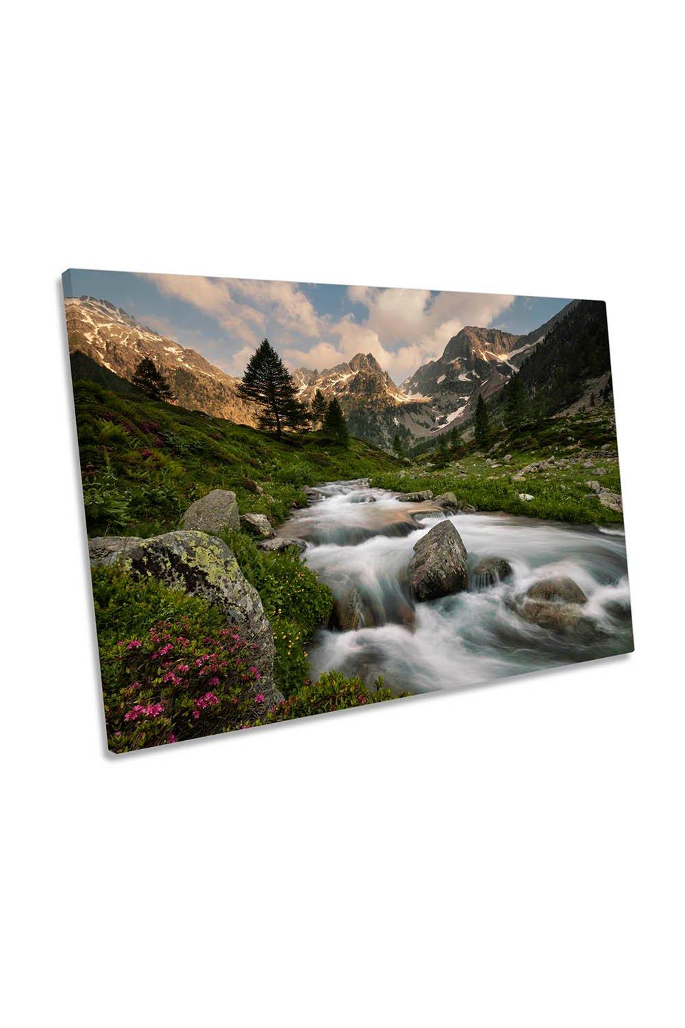 Martime Alps Park Mountains River Canvas Wall Art Picture Print
