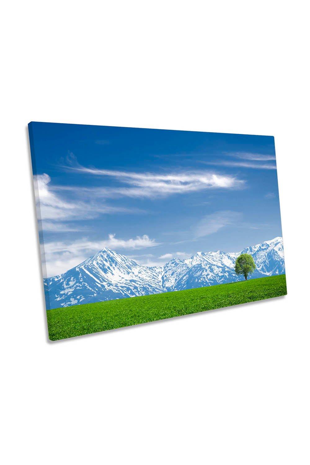 Luboten Spring Green Tree Mountains Canvas Wall Art Picture Print