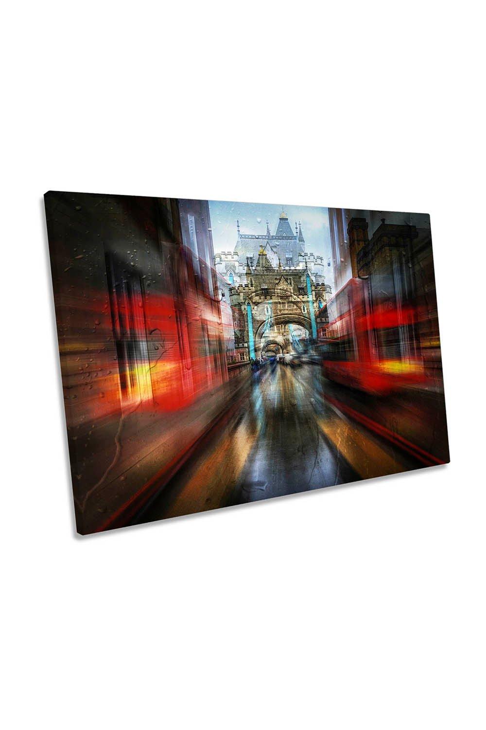 The Red Bus London City Abstract Modern Canvas Wall Art Picture Print