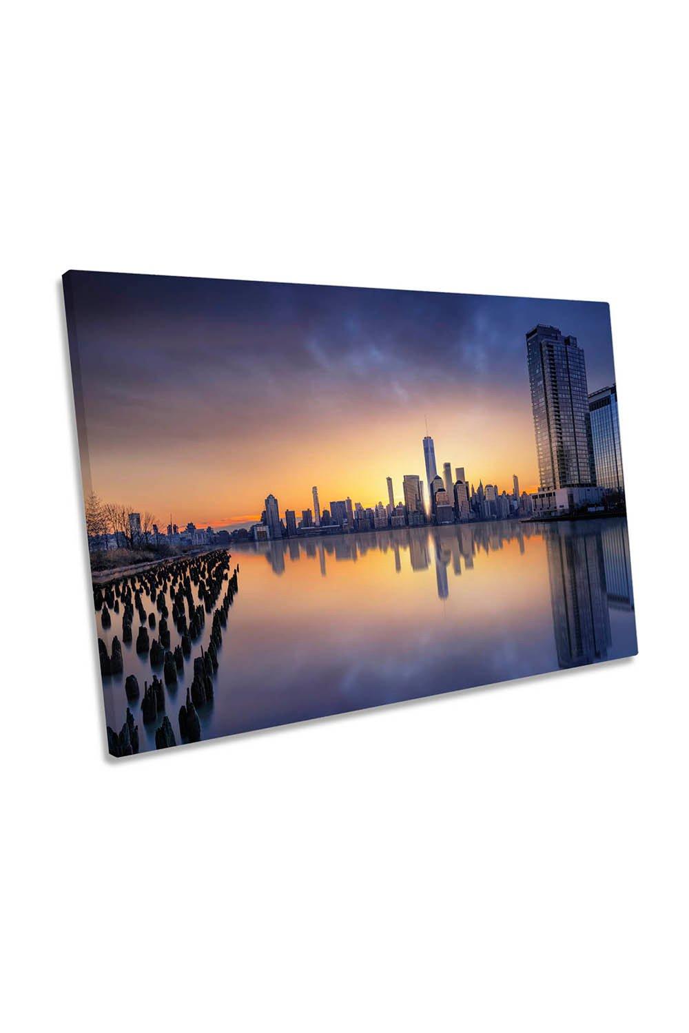 Sunset from Jersey New York City Canvas Wall Art Picture Print