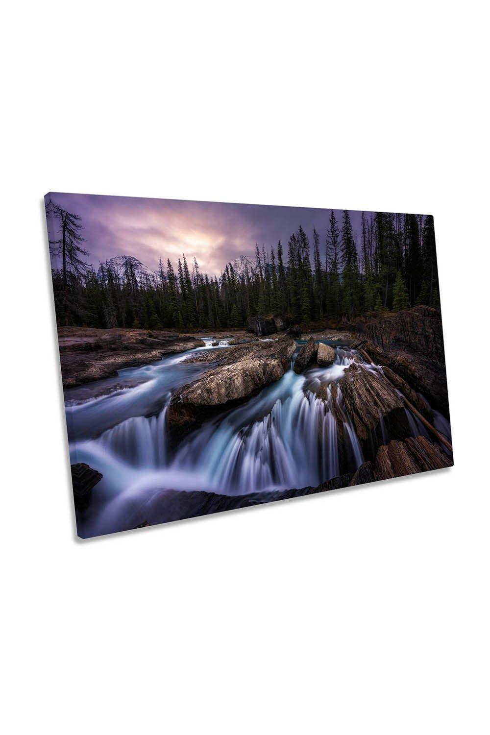 Yoho Creek Stream Canada River Waterfall Canvas Wall Art Picture Print