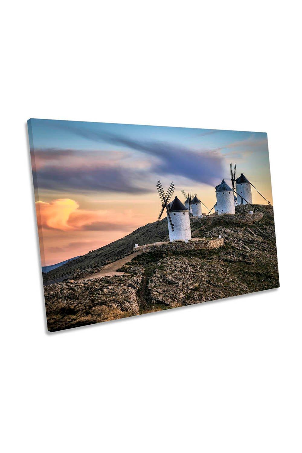 Molinos del Cuervo Windmill Spain Sunset Canvas Wall Art Picture Print