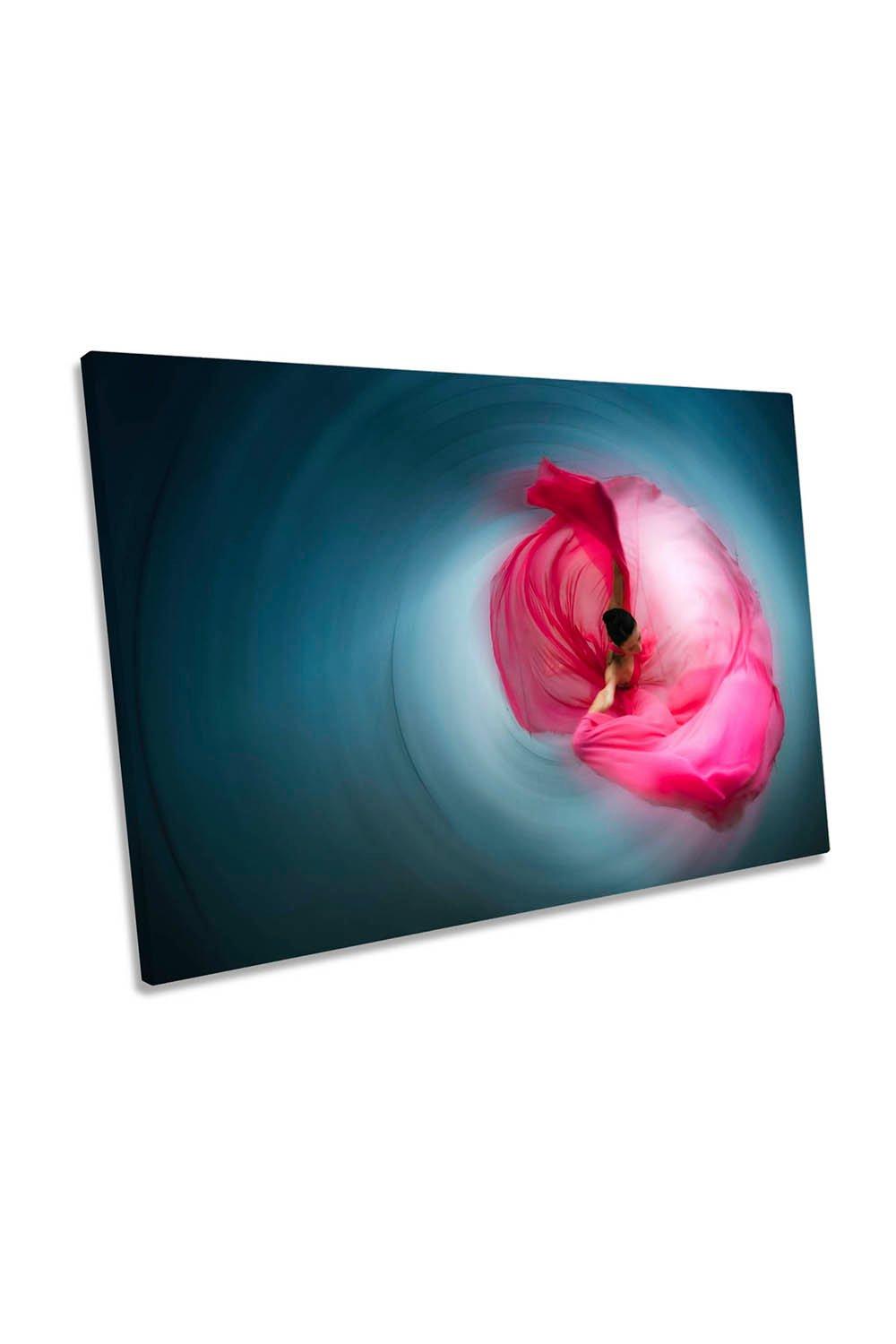 Pink Ballerina Dancer Dress Swirl Rose Canvas Wall Art Picture Print