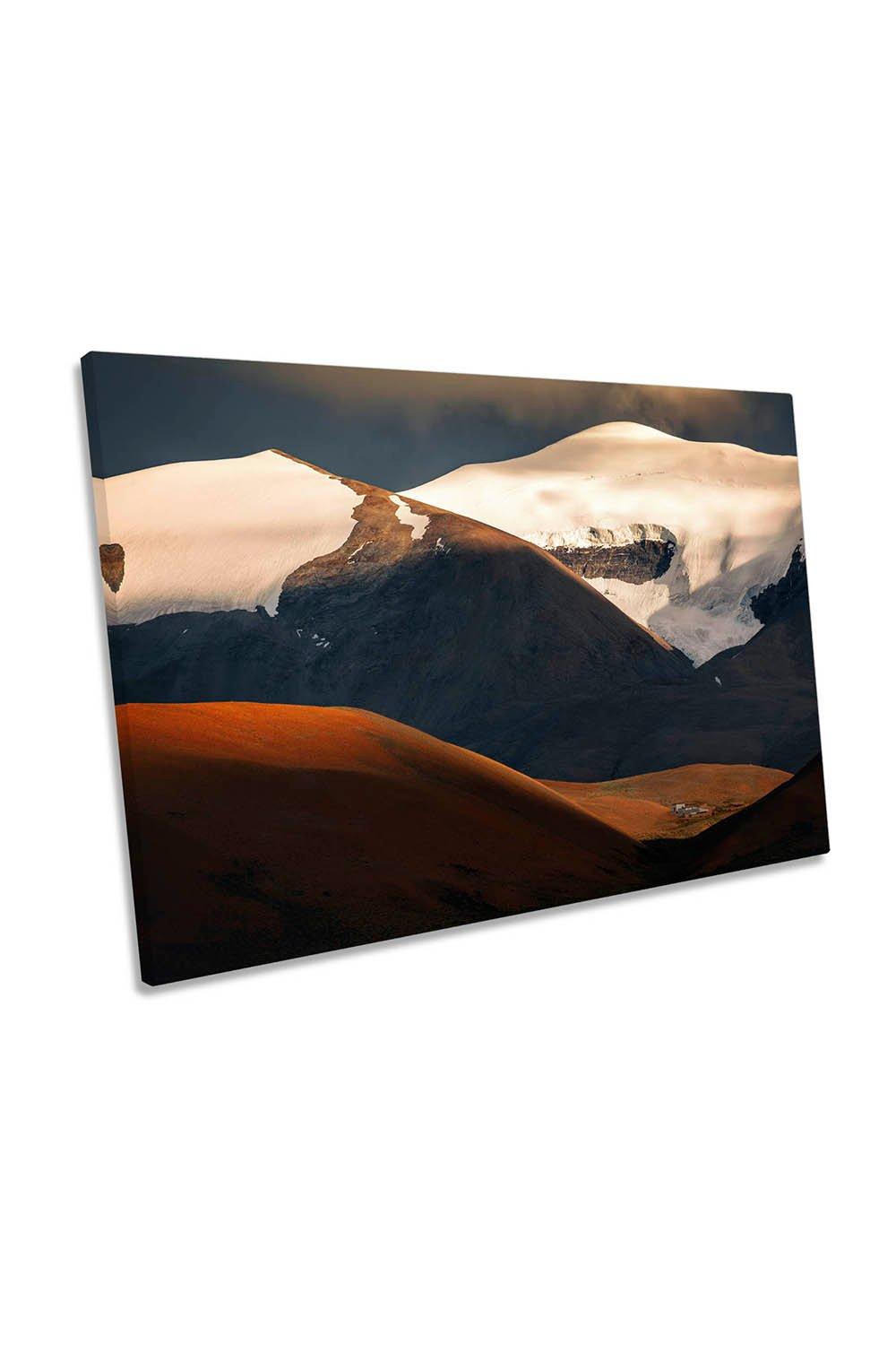 Brown Mountain Landscape Glacier Snow Canvas Wall Art Picture Print