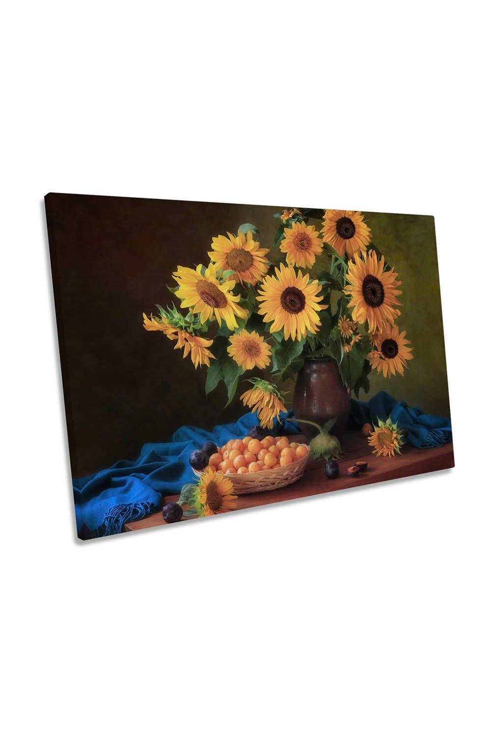 Sunflowers and Fruits Sill Life Floral Canvas Wall Art Picture Print