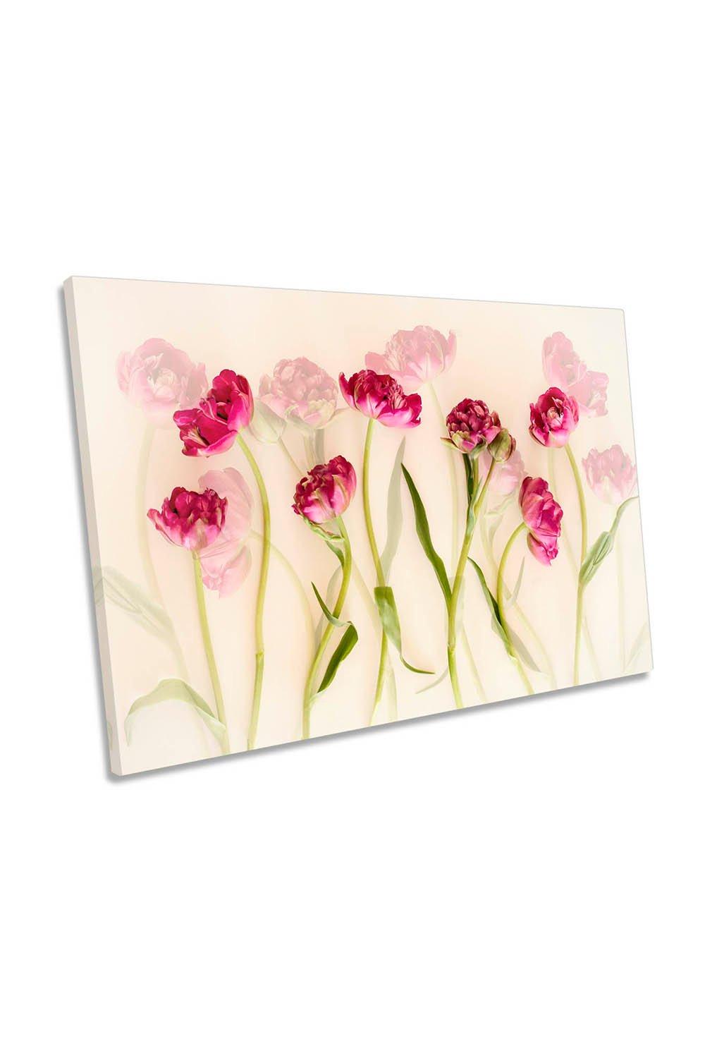 Pink Tulips Flowers Floral Canvas Wall Art Picture Print
