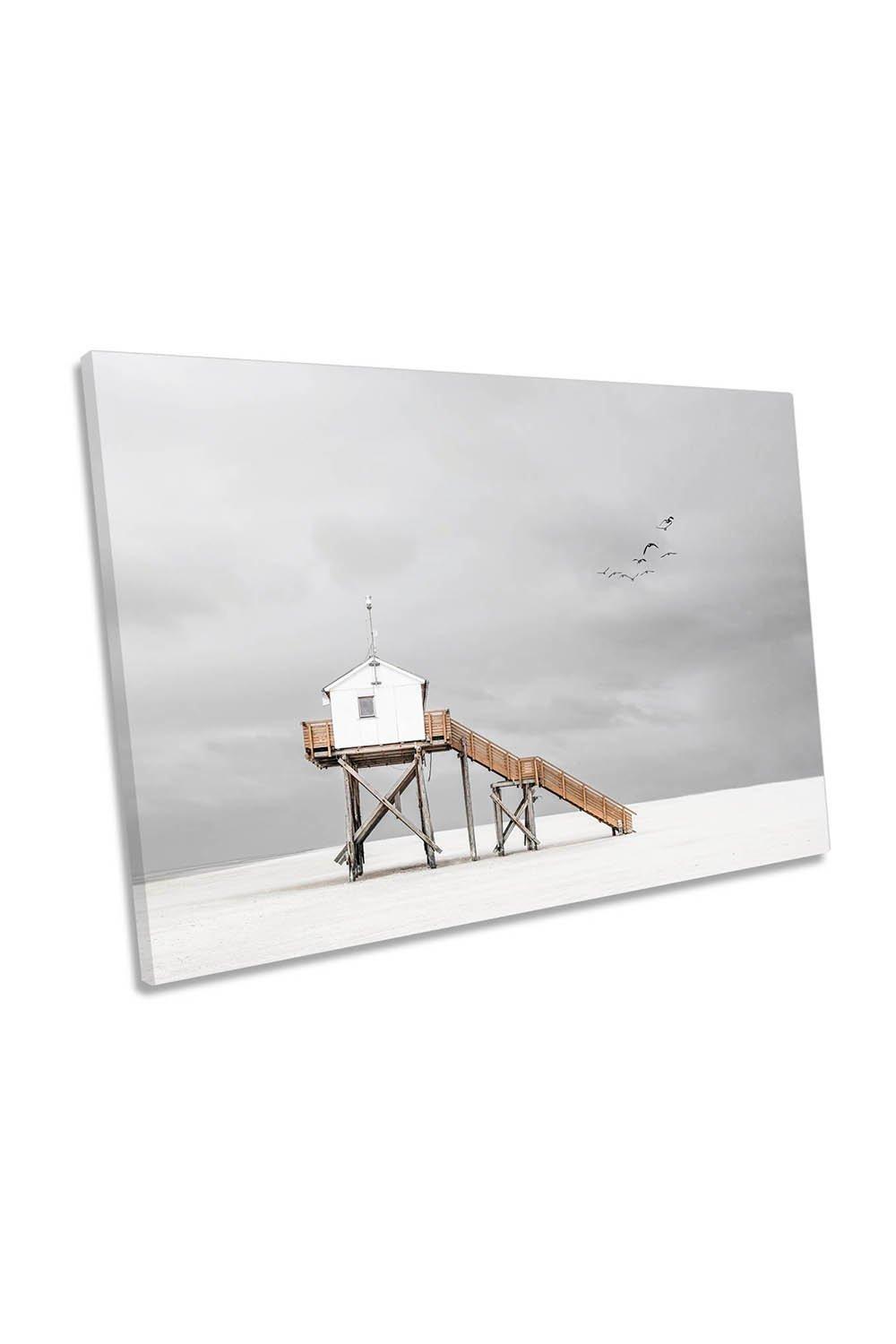 On the Beach Lifeguard Tower Canvas Wall Art Picture Print