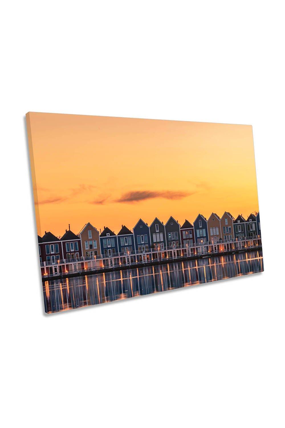 Fragile like a Feather Sunset Netherland House Canvas Wall Art Picture Print