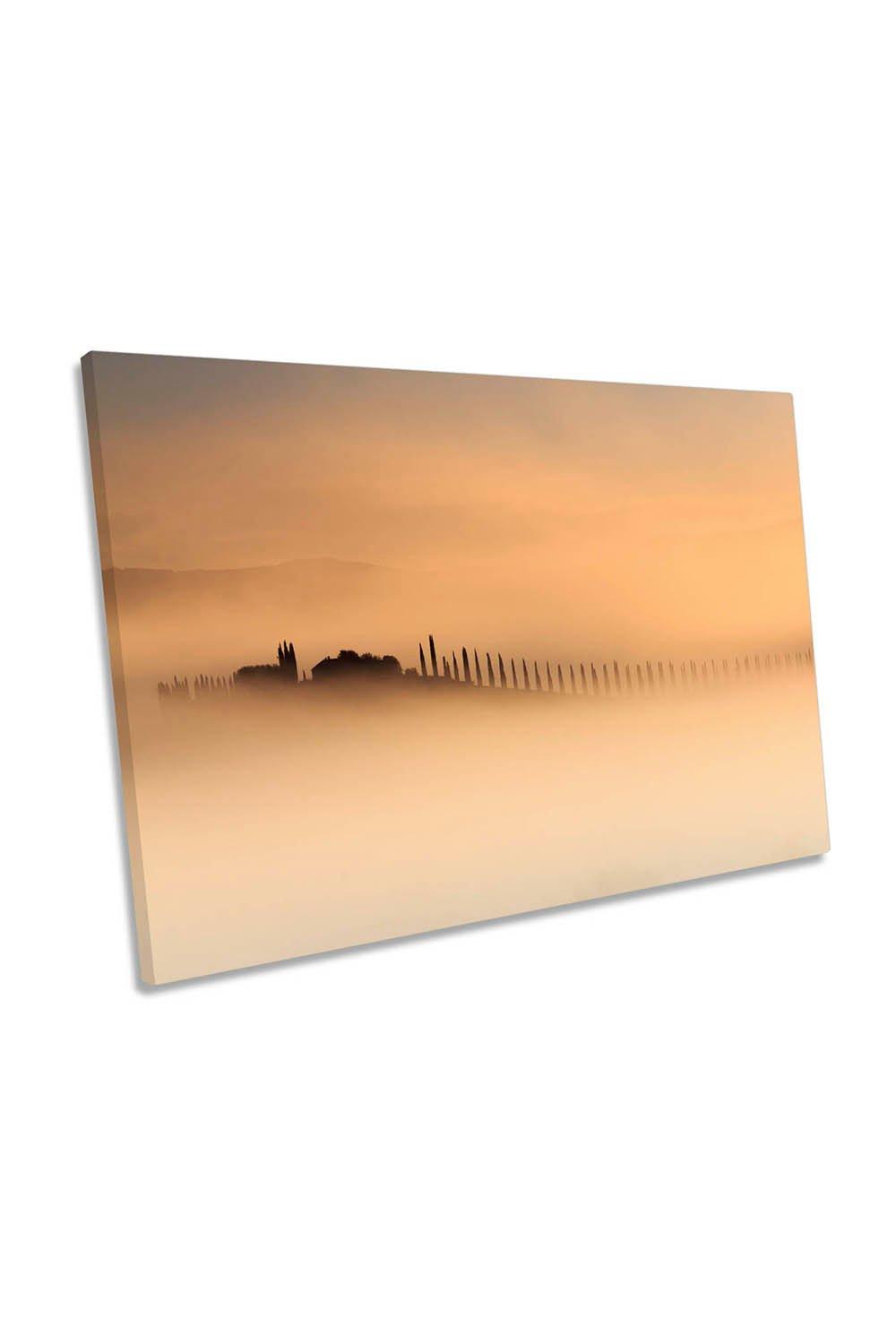 Foggy Sunrise Misty Haze Tuscany Canvas Wall Art Picture Print