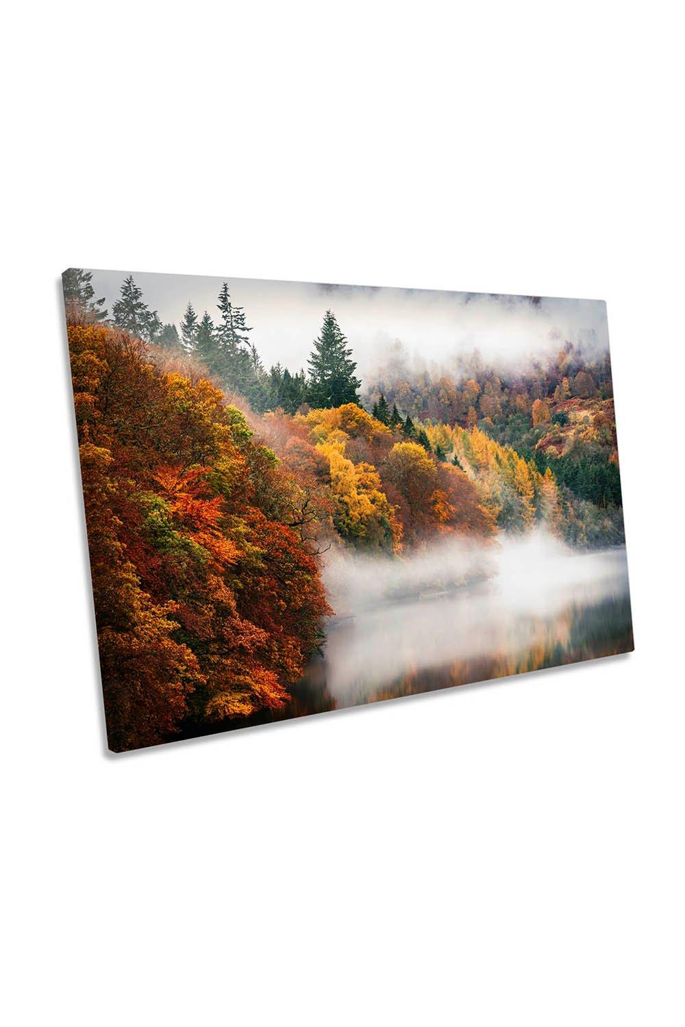 Faskally Autumn Misty Morning Scotland Canvas Wall Art Picture Print