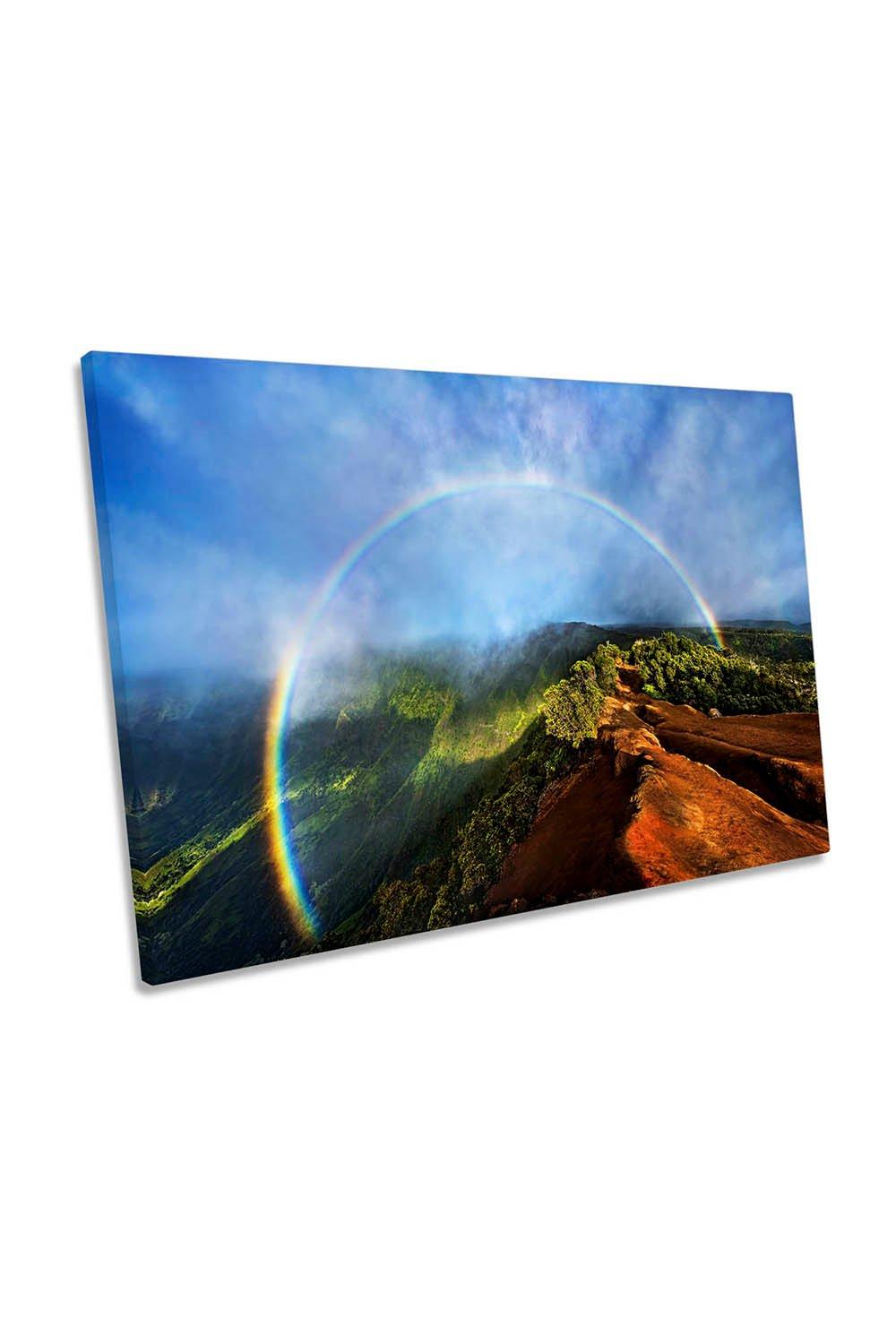 Rainbow over the Ridge Mountain Hawaii Canvas Wall Art Picture Print