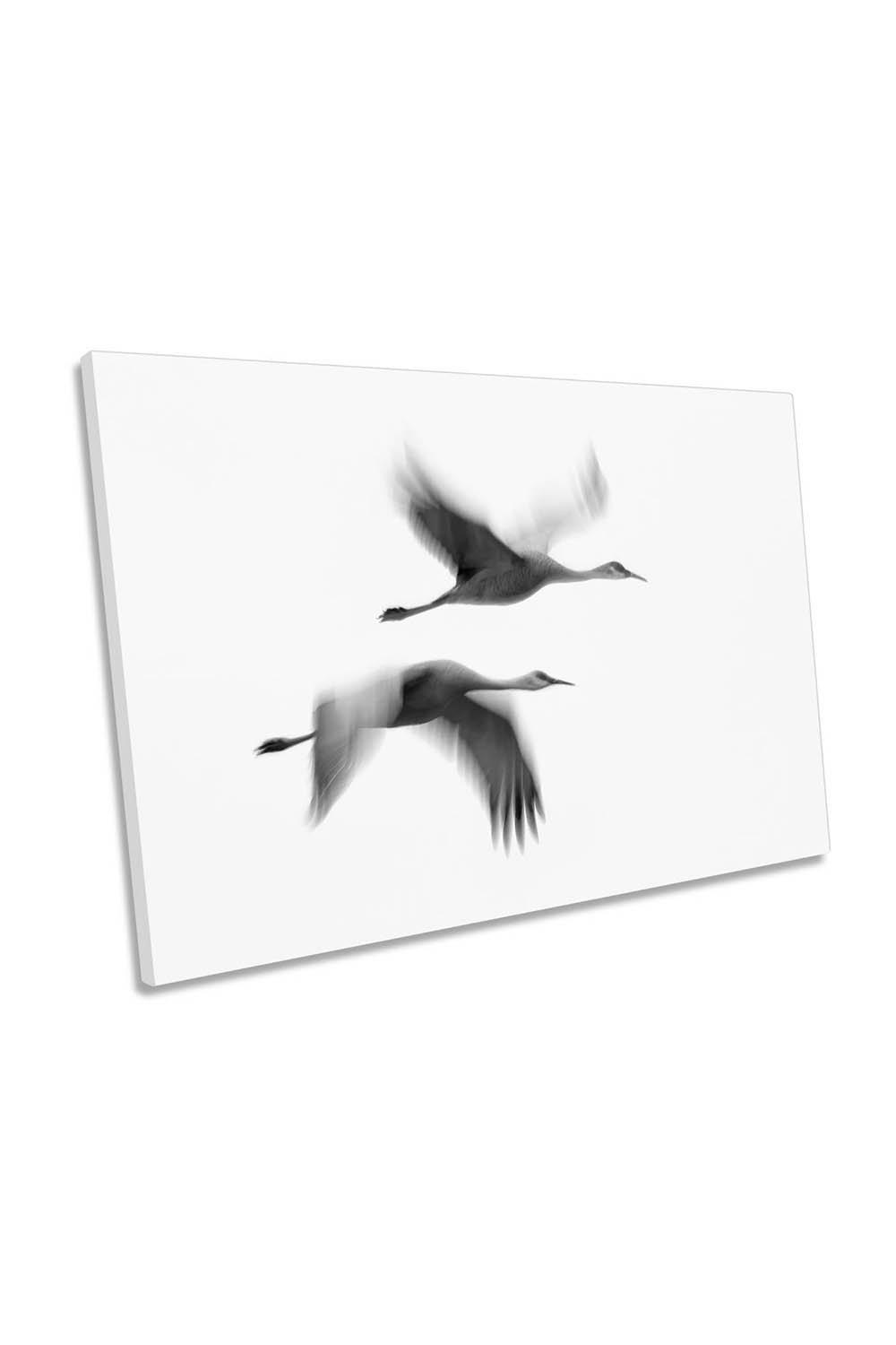 Dream Couple Crane Birds Flight Canvas Wall Art Picture Print