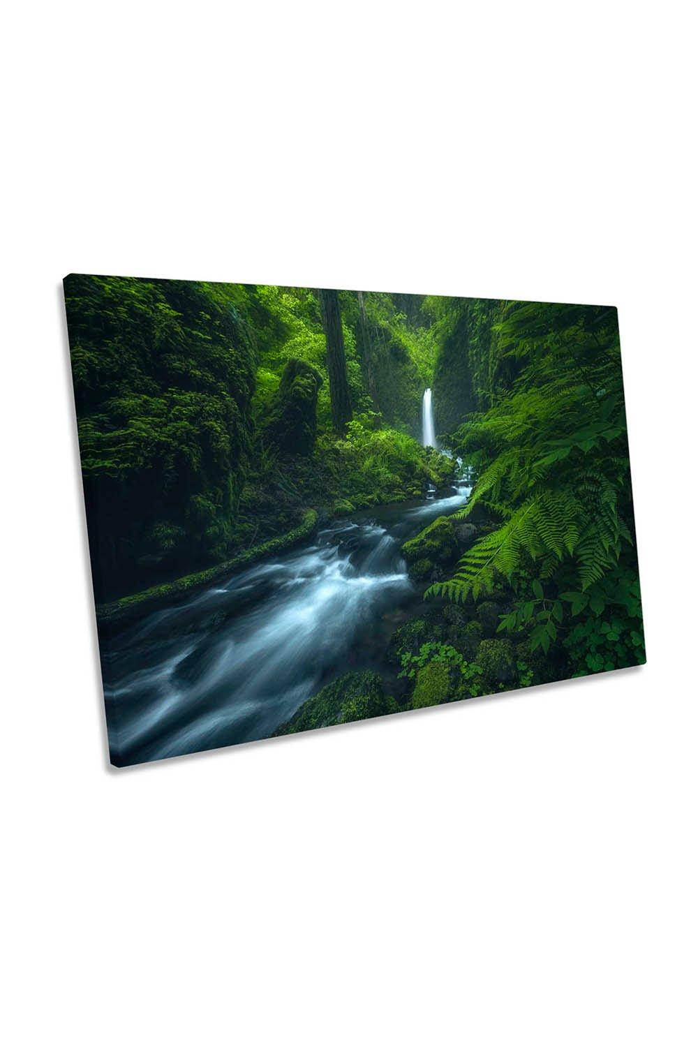 Green Woodland River Creek Canvas Wall Art Picture Print