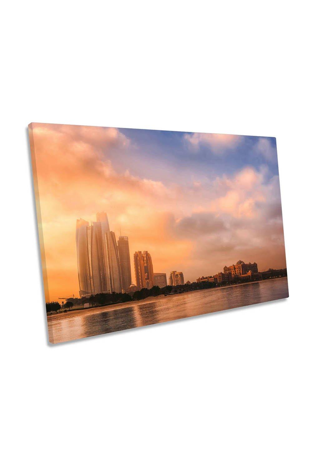 Etihad Towers Dubai Orange Sunset Canvas Wall Art Picture Print