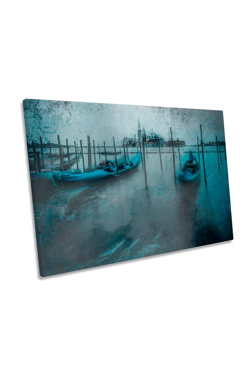 Venice Abstract Canal Boats City Canvas Wall Art Picture Print