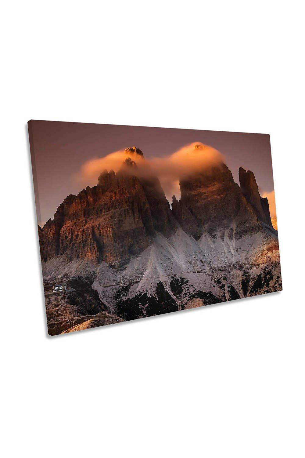 Cotton Candy Clouds Dolomites Mountains Canvas Wall Art Picture Print