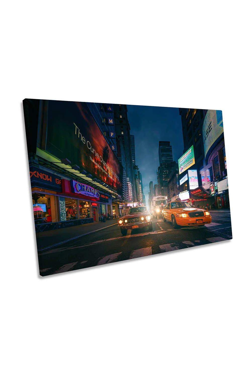 New York City Streets Taxi Cab Cars Canvas Wall Art Picture Print