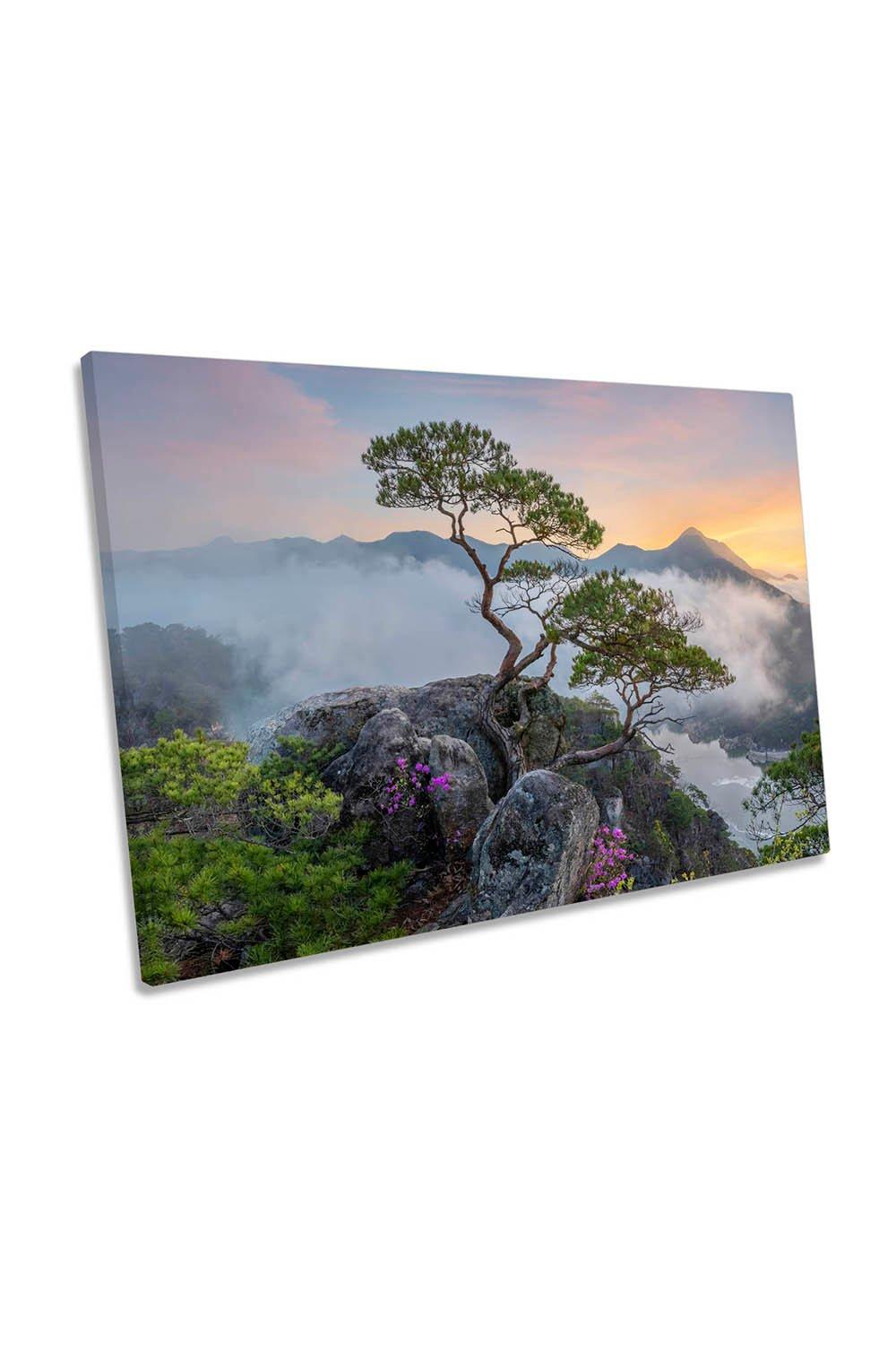 Korean Mountains in Spring Landscape Canvas Wall Art Picture Print