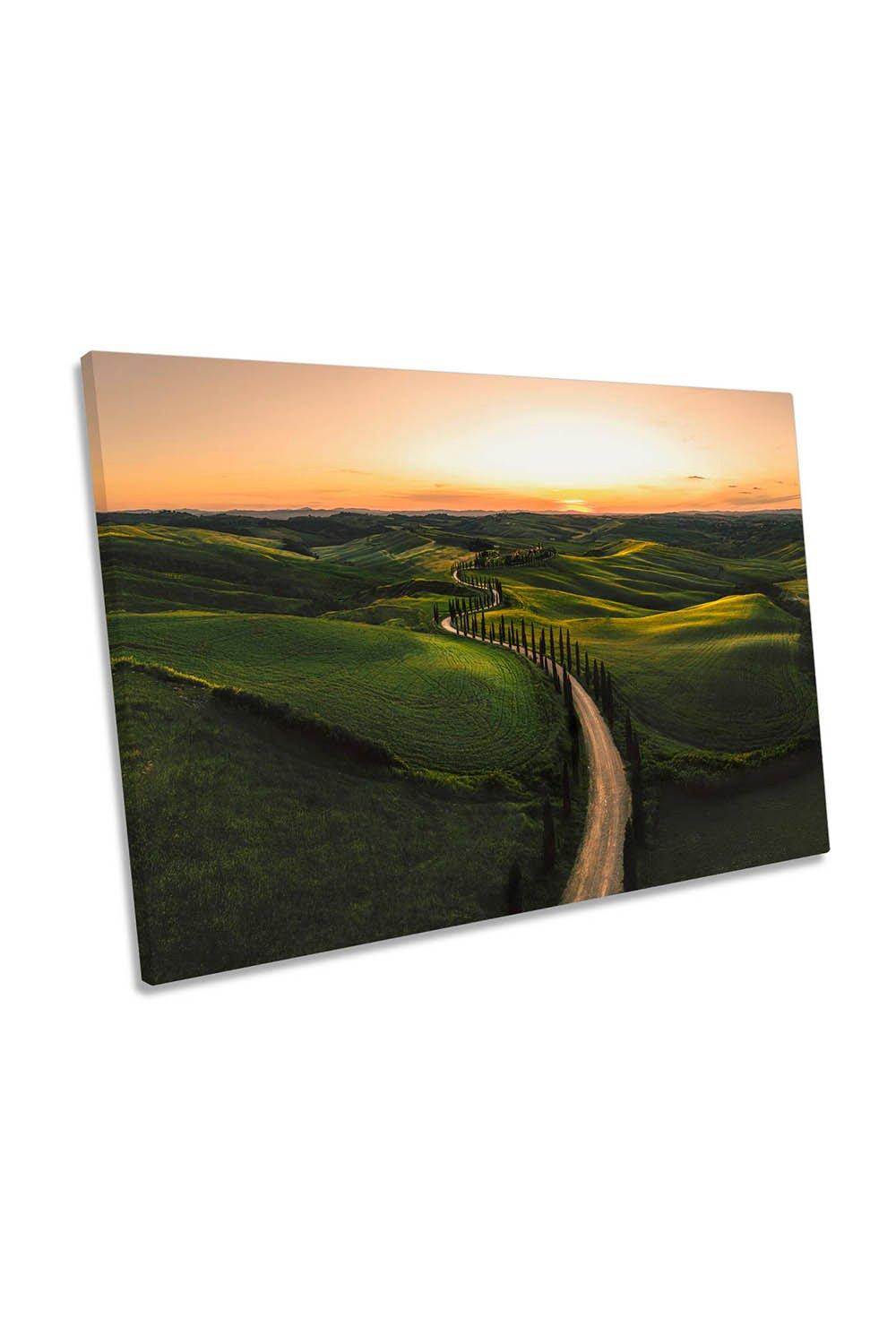 Tuscan Dream Valley Tuscany Sunset Canvas Wall Art Picture Print