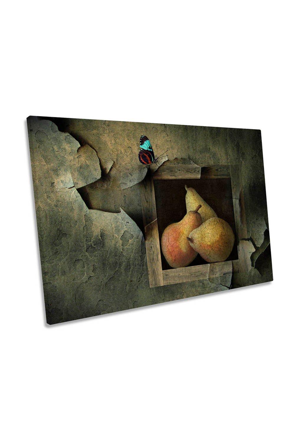 Butterfly Still Life Fruits Kitchen Canvas Wall Art Picture Print
